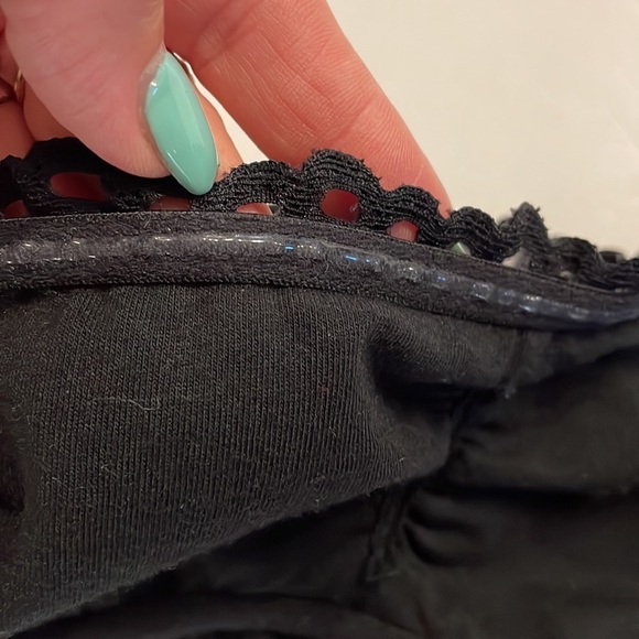 AERIE AE BLACK LACE UNPADDED Strapless BRALETTE Lacey boho festival Size Med - Picture 9 of 13